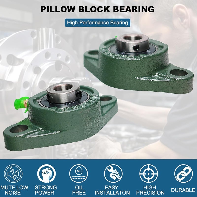 Tonmp 4 Pack UCFL201-8 Pillow Block Bearing, Flange Mount Ball Bearing Unit, 1/2" Bore, 2-Bolt Flange, Self Aligning Cast Iron Housing, Set Screw Locking Style Flange Pillow Block Bearing (201) - Image 3